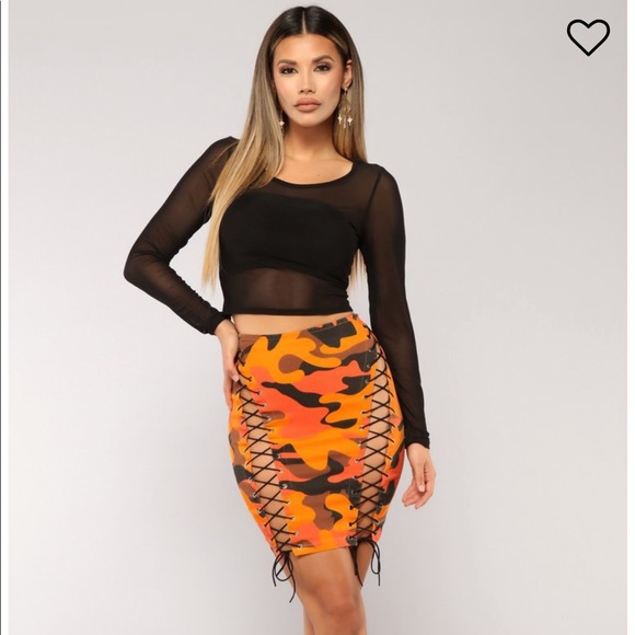 Orange lace up skirt - Picture 1 of 3
